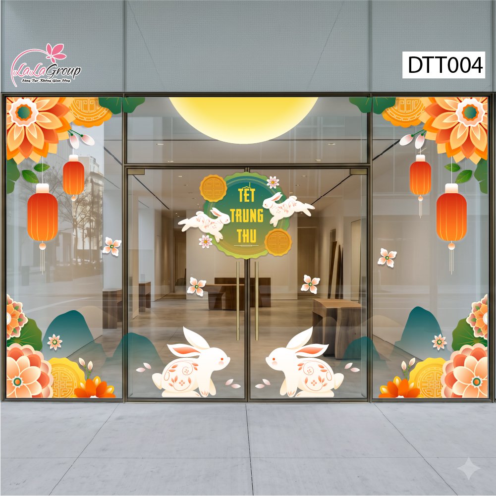 Combo Decal Trang Tr&iacute; Trung Thu Trăng Rằm Tỏa S&aacute;ng