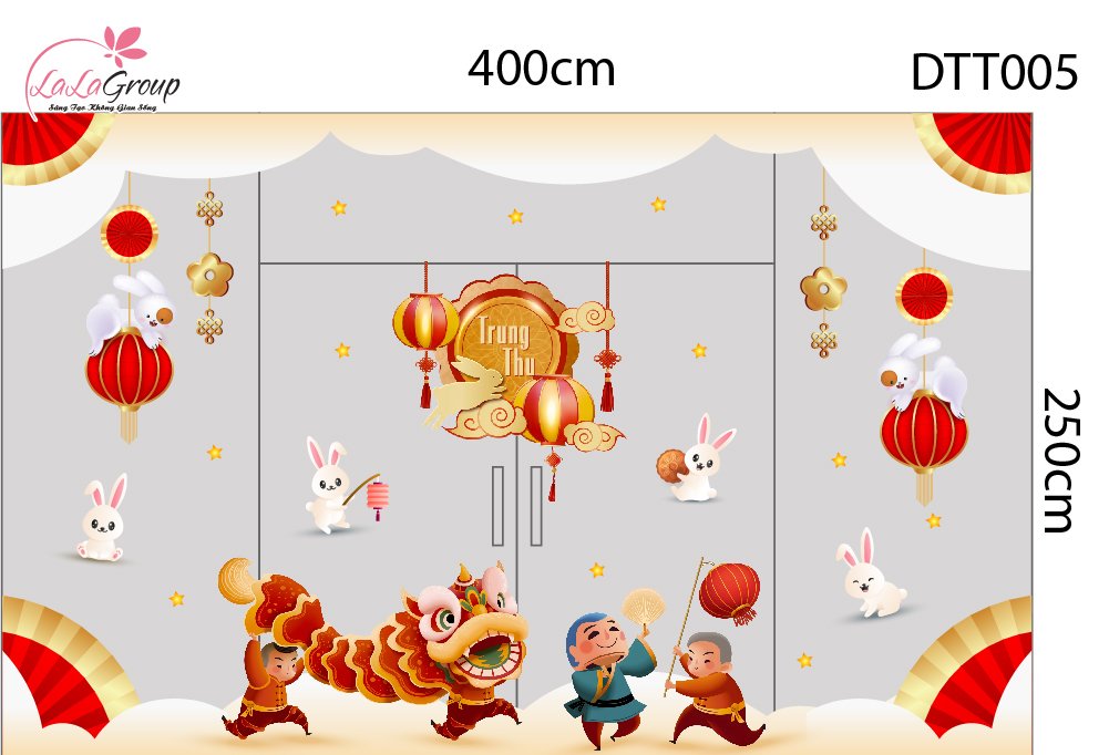 Combo Decal Trang Tr&iacute; Trung Thu Đ&ecirc;m Hội M&uacute;a L&acirc;n Trăng Rằm