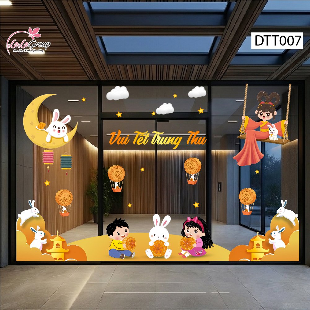 Combo Decal Trang Tr&iacute; Trung Thu Vui Tết Cung Trăng