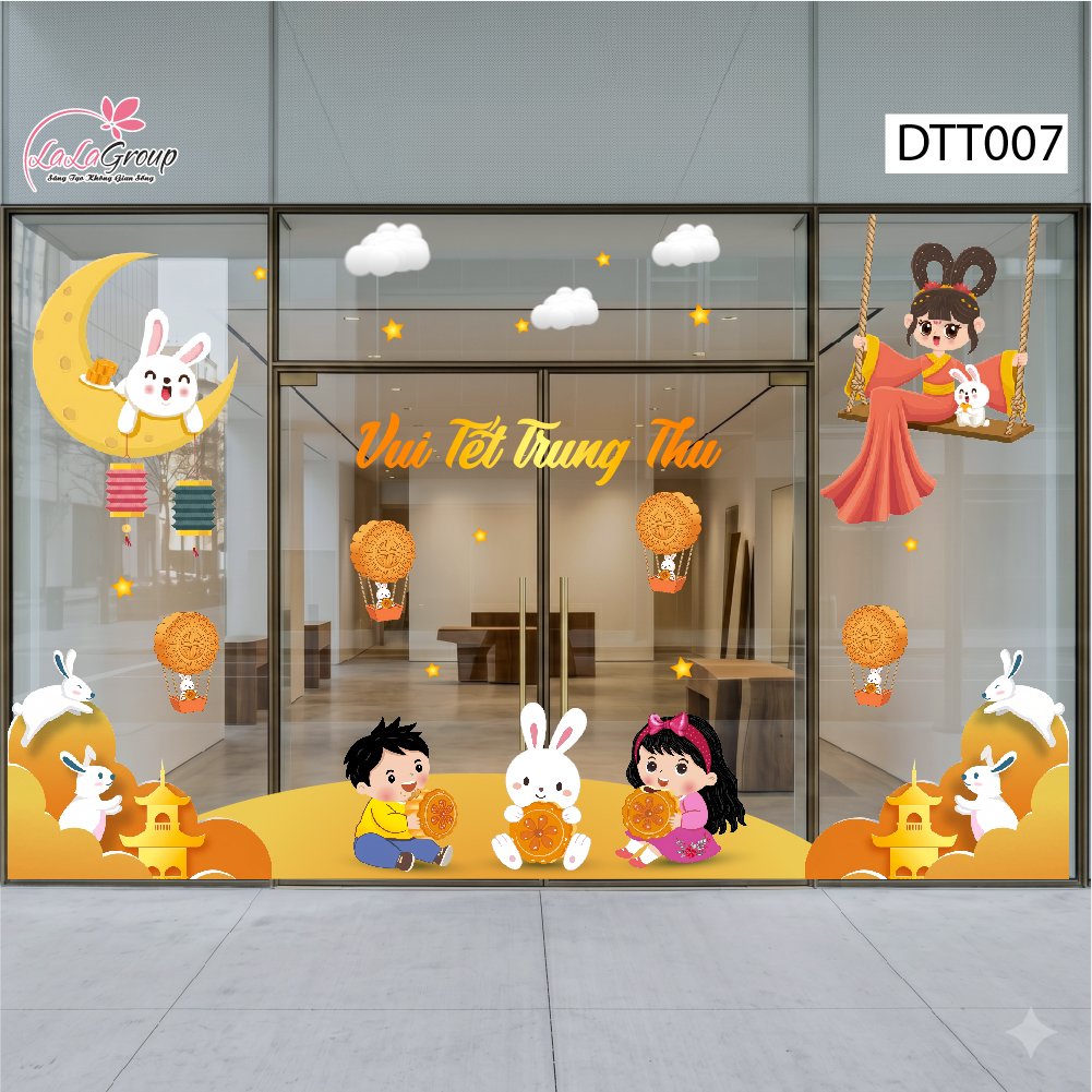 Combo Decal Trang Tr&iacute; Trung Thu Vui Tết Cung Trăng