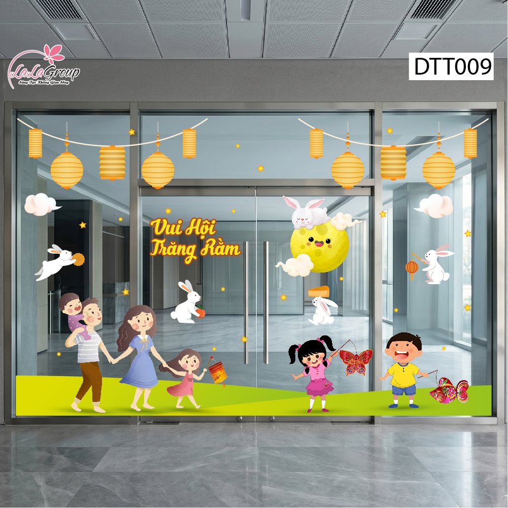 Combo Decal Trang Tr&iacute; Trung Thu Gia Đ&igrave;nh Vui Hội Trăng Rằm