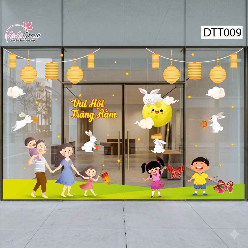Combo Decal Trang Tr&iacute; Trung Thu Gia Đ&igrave;nh Vui Hội Trăng Rằm