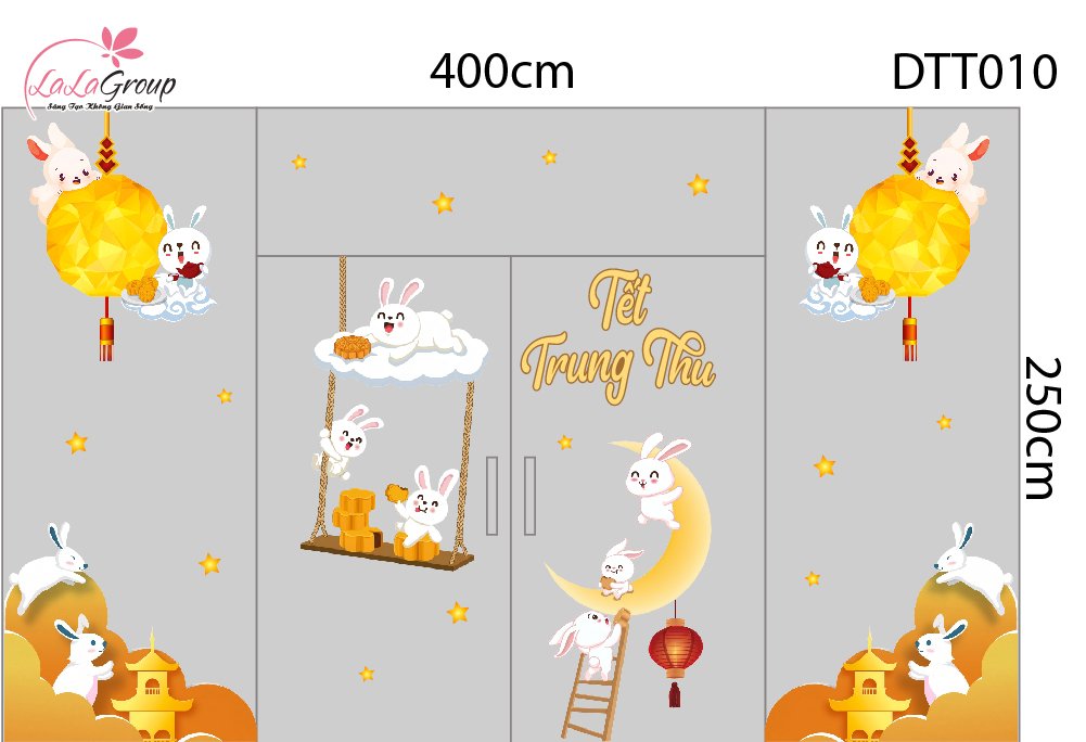Combo Decal Trang Tr&iacute; Trung Thu Cung Trăng Tinh Nghịch