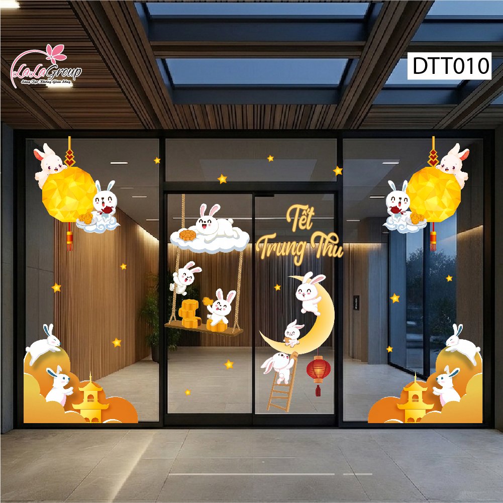 Combo Decal Trang Tr&iacute; Trung Thu Cung Trăng Tinh Nghịch