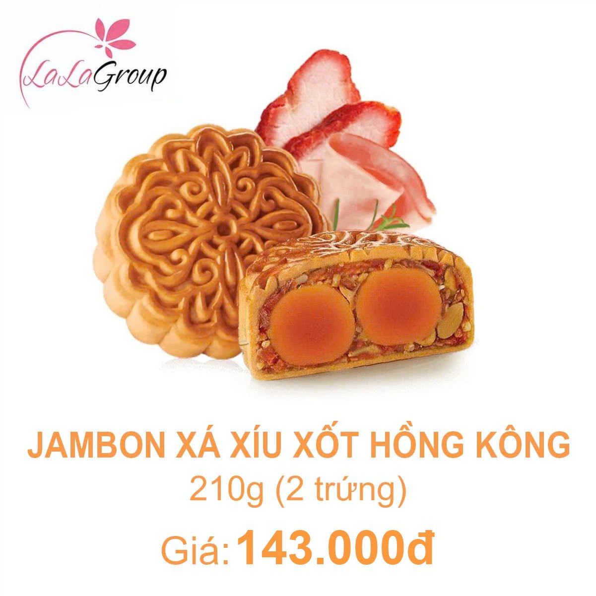 (JB2) B&aacute;nh Trung Thu Kido Jambon X&aacute; X&iacute;u Xốt Hồng K&ocirc;ng 2 Trứng 210g