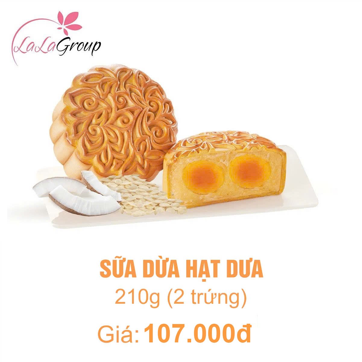 (SD2) B&aacute;nh Trung Thu Kido Sữa Dừa Hạt Dưa 2 Trứng 210g