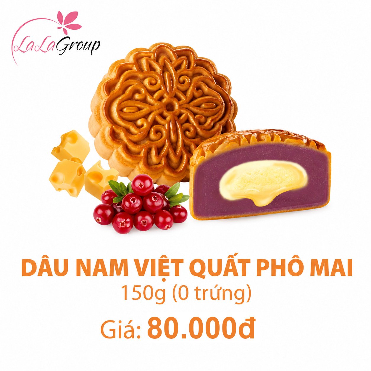 (DP0) B&aacute;nh Trung Thu KIDO D&acirc;u Nam Việt Quất Pho Mai 0 trứng 150g