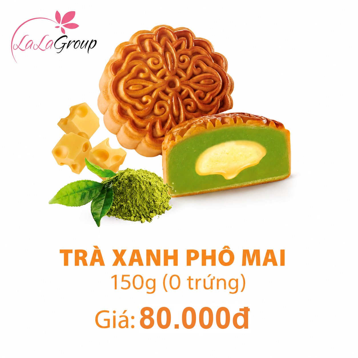 (XP0) B&aacute;nh Trung Thu KIDO Tr&agrave; Xanh Phomai 0 trứng 150g