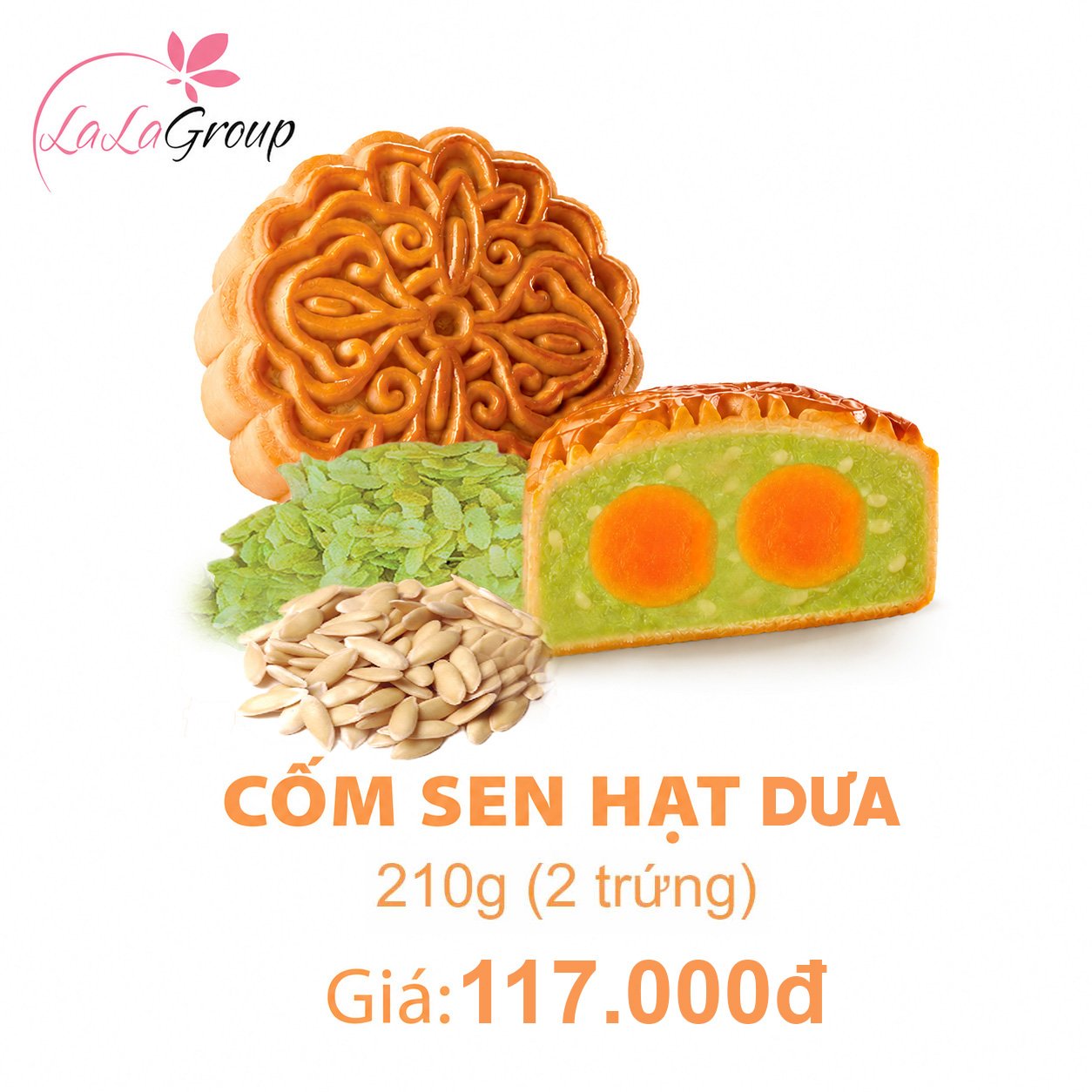 (CS2) B&aacute;nh Trung Thu Kido Cốm Sen Hạt Dưa 2 trứng 210gr