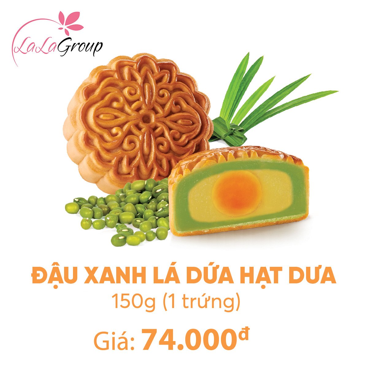 (DL1) B&aacute;nh Trung Thu Kido Đậu Xanh L&aacute; Dứa Hạt Dưa 1 trứng 150g