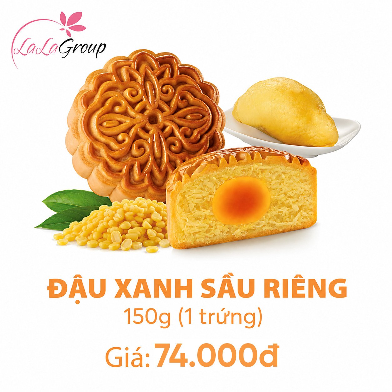 (DR1) B&aacute;nh Trung Thu Kido Đậu Xanh Sầu Ri&ecirc;ng 1 trứng 150g