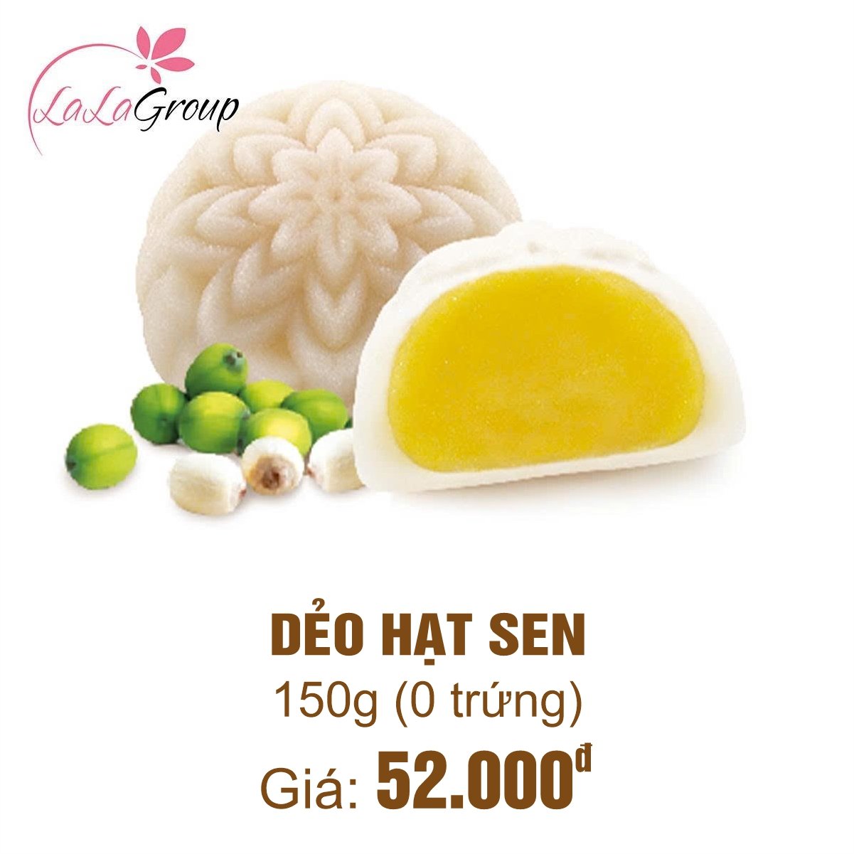 (DH0) B&aacute;nh Trung Thu Thọ Ph&aacute;t Dẻo Hạt Sen 0 Trứng 150g