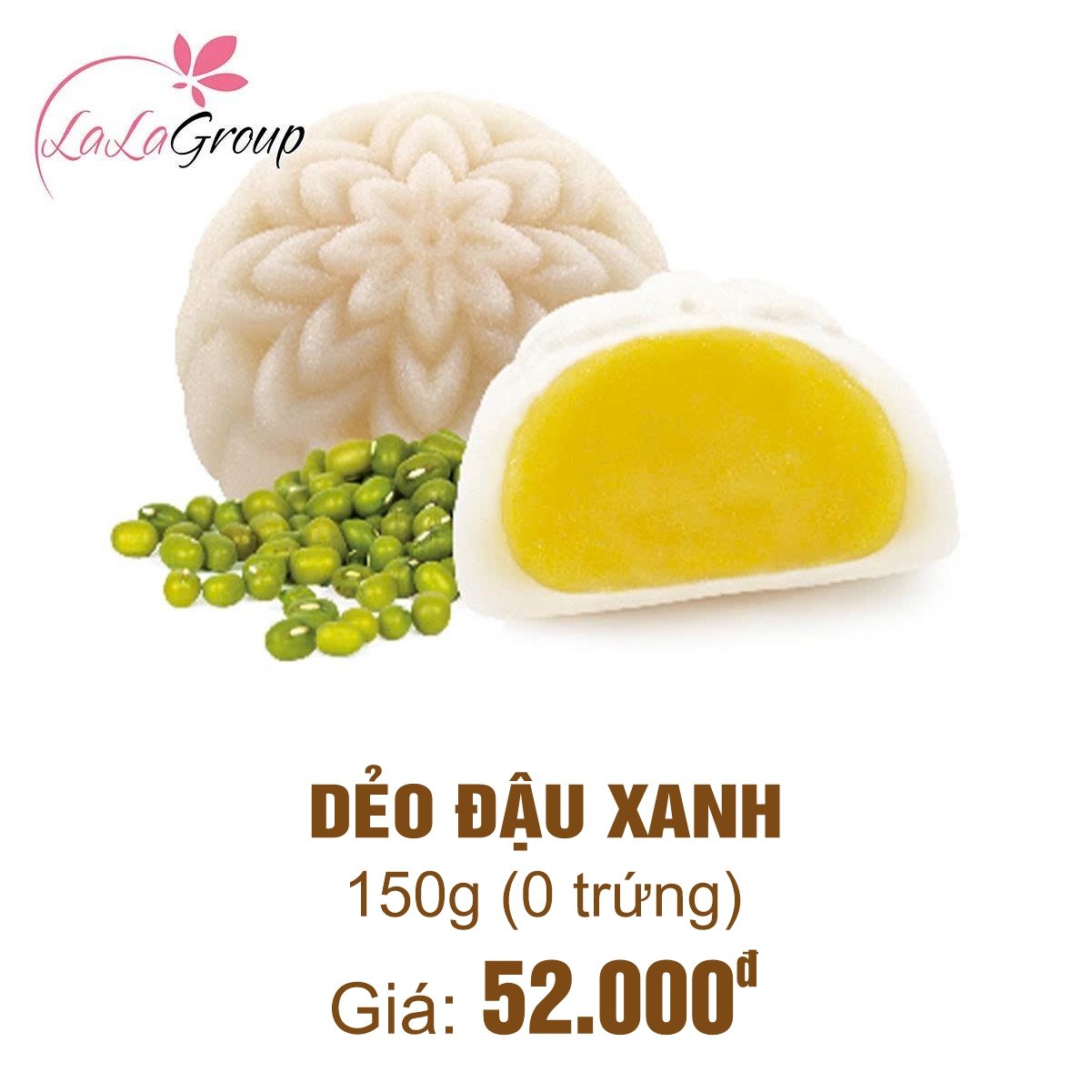 (DX0) B&aacute;nh Trung Thu Thọ Ph&aacute;t Dẻo Đậu Xanh 0 Trứng 150g