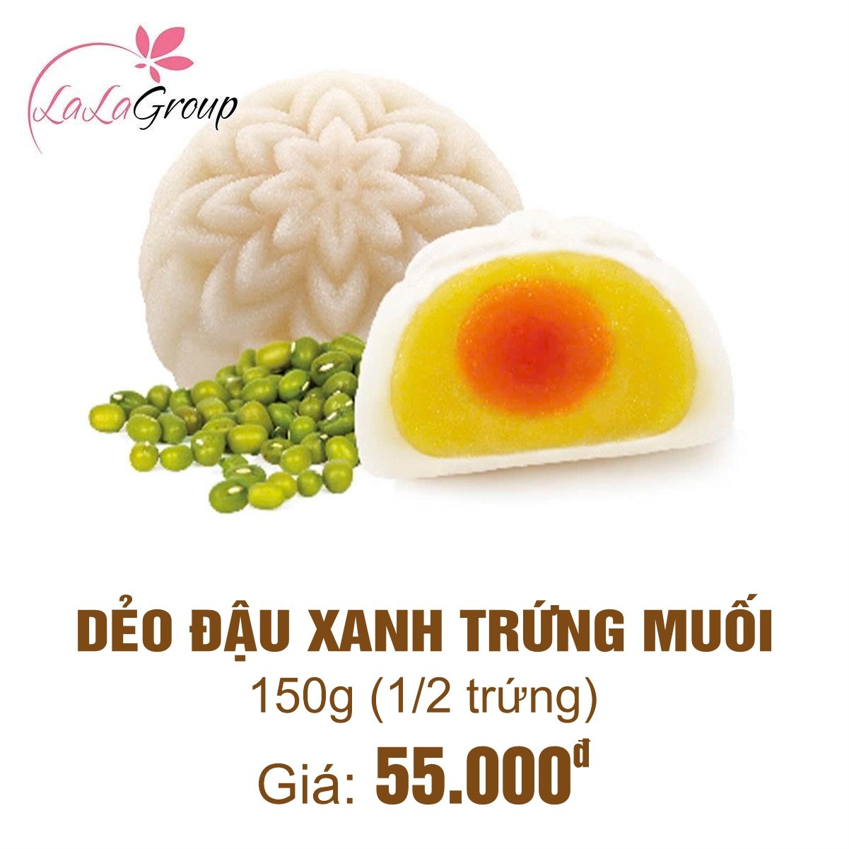 (DX1) B&aacute;nh Trung Thu Thọ Ph&aacute;t Dẻo Đậu Xanh 1/2 Trứng 150g
