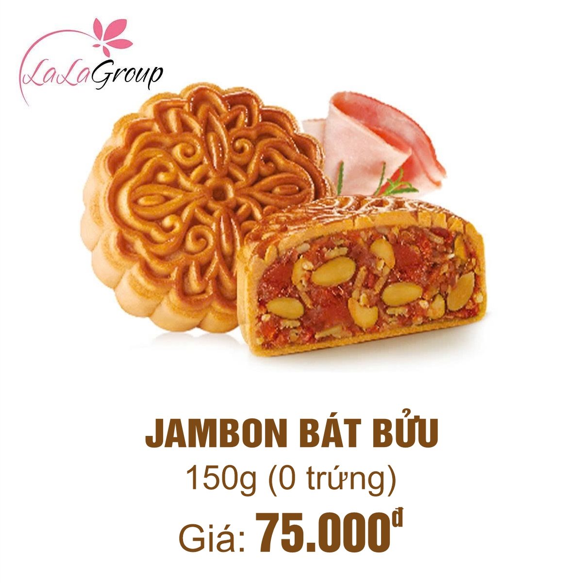 (TB0) B&aacute;nh Trung Thu Thọ Ph&aacute;t Jambon B&aacute;t Bửu 0 Trứng 150g
