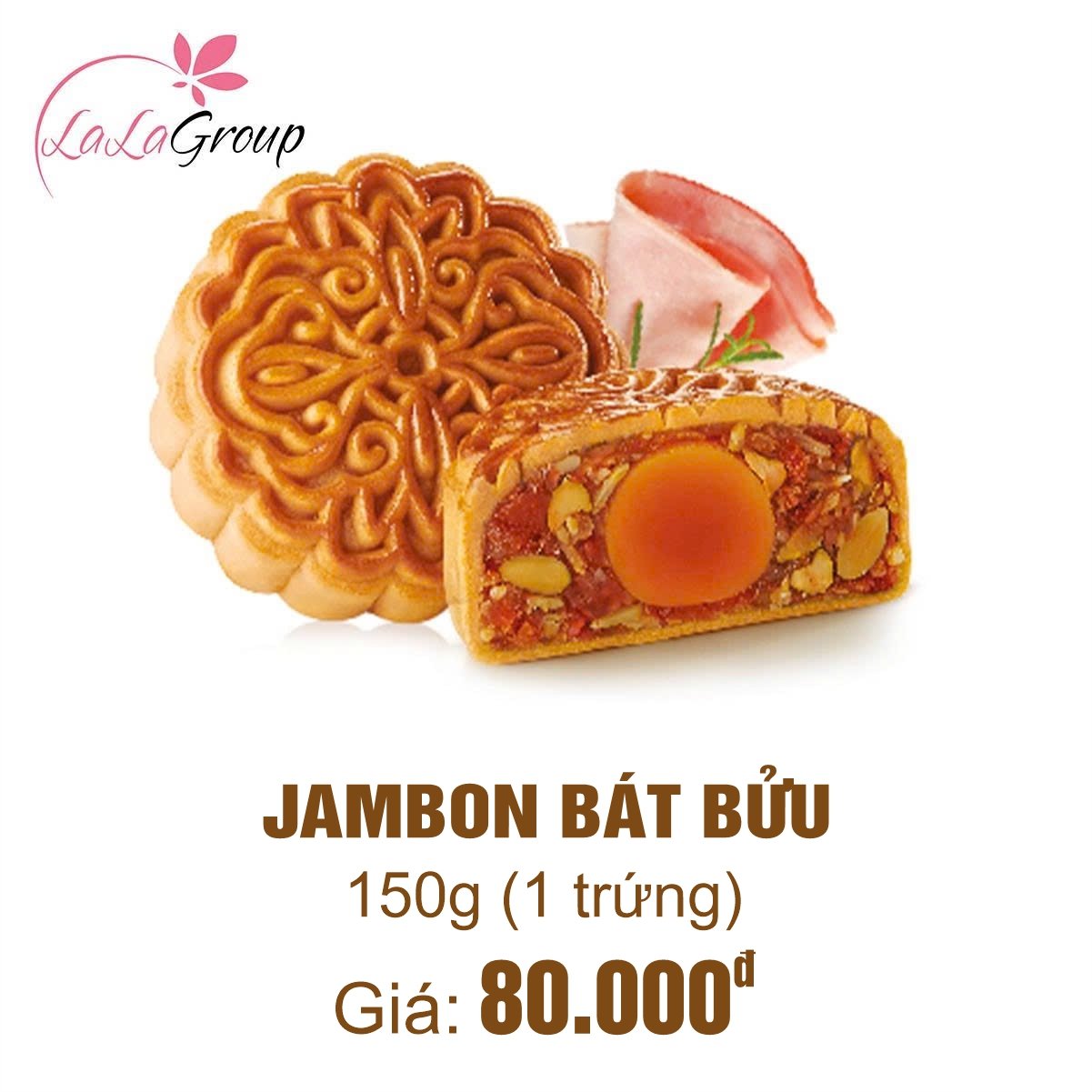 (TB1) B&aacute;nh Trung Thu Thọ Ph&aacute;t Jambon B&aacute;t Bửu 1 Trứng 150g
