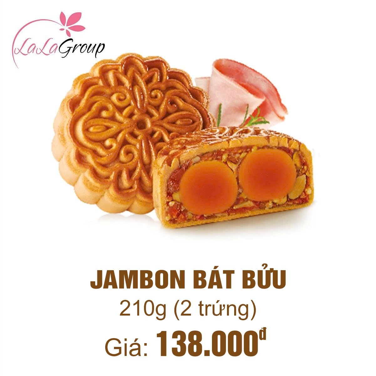 (TB2) B&aacute;nh Trung Thu Thọ Ph&aacute;t Jambon B&aacute;t Bửu 2 Trứng 210g