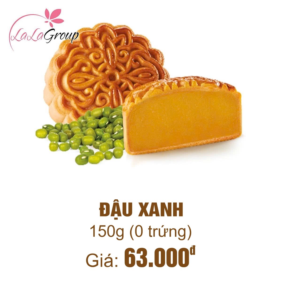 (TX0) B&aacute;nh Trung Thu Thọ Ph&aacute;t Đậu Xanh 0 Trứng 150g