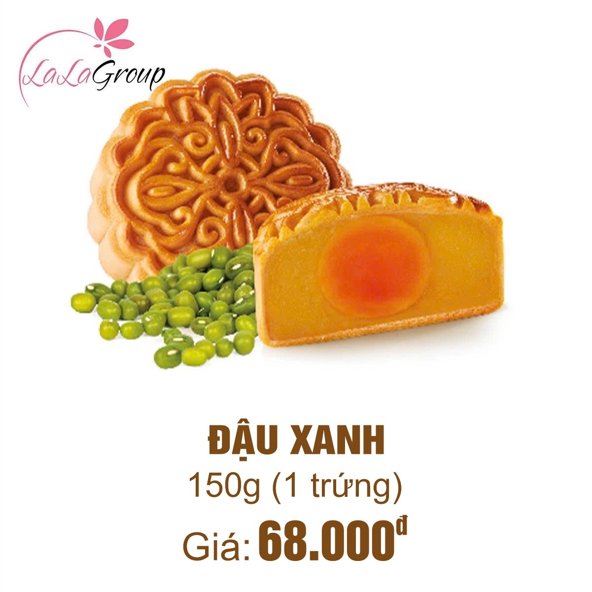 (TX1) B&aacute;nh Trung Thu Thọ Ph&aacute;t Đậu Xanh 1 Trứng 150g
