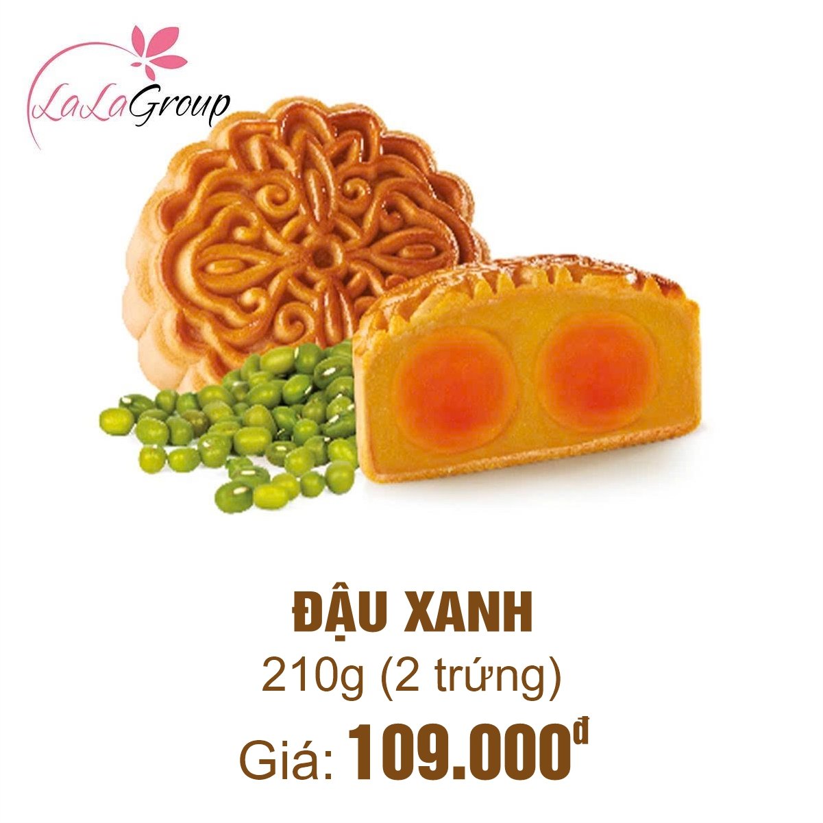 (TX2) B&aacute;nh Trung Thu Thọ Ph&aacute;t Đậu Xanh 2 Trứng 210g