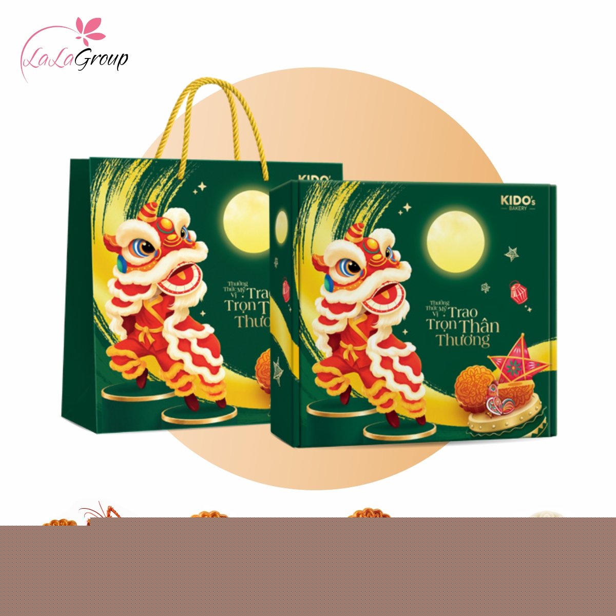 Hộp 4 B&aacute;nh Trung Thu KIDO Hạnh Ph&uacute;c (HỘP XANH)