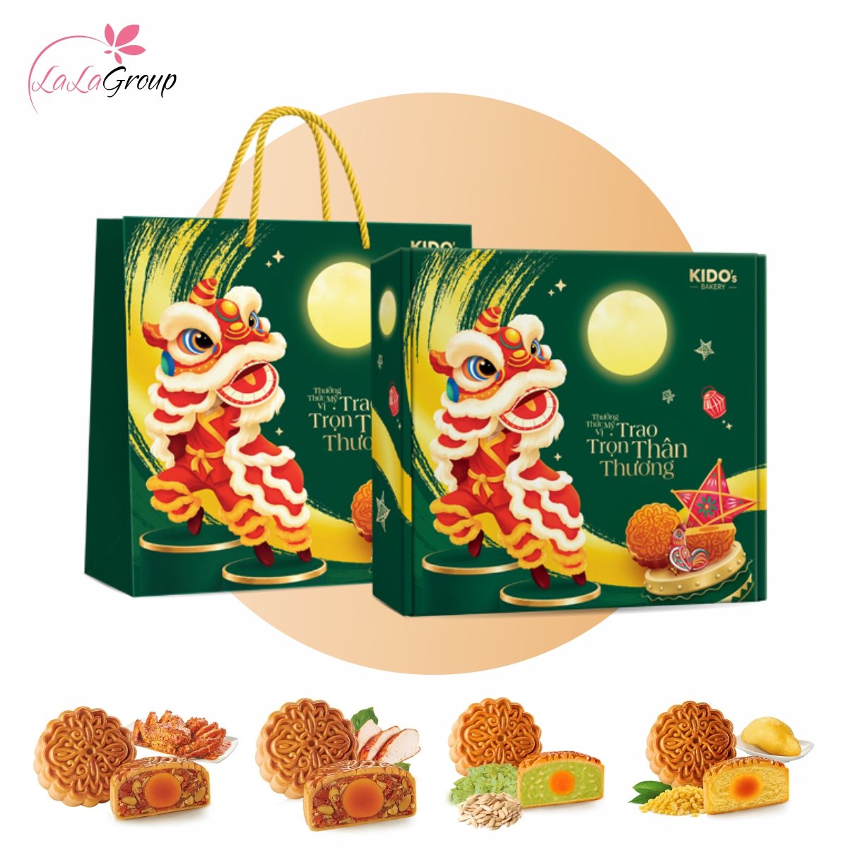 Hộp 4 B&aacute;nh Trung Thu KIDO T&agrave;i Lộc (HỘP XANH)