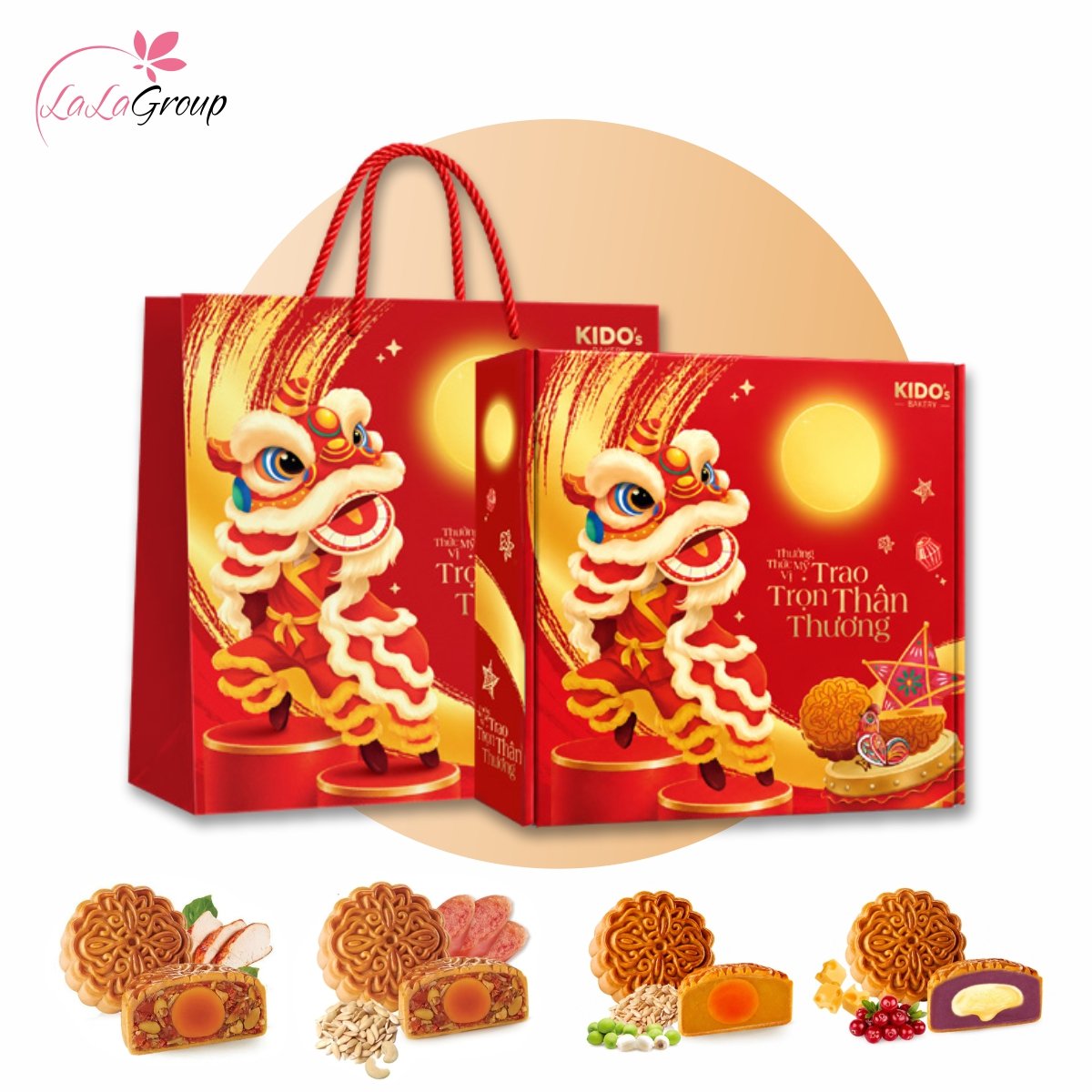Hộp 4 B&aacute;nh Trung Thu Kido An Lạc (HỘP ĐỎ)