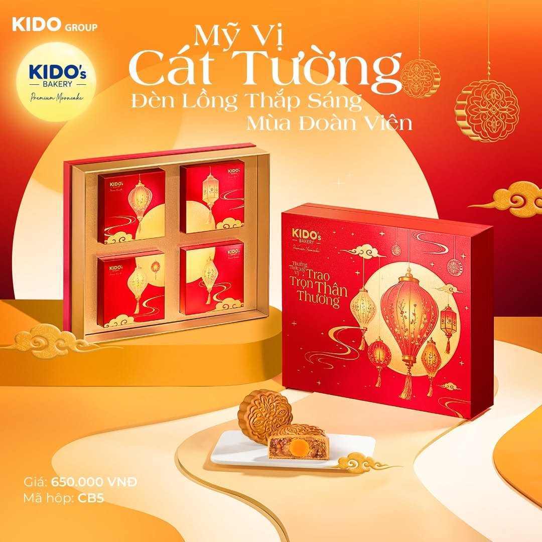 (CB5) Hộp 4 B&aacute;nh Trung Thu Kido Mỹ Vị C&aacute;t Tường Đỏ