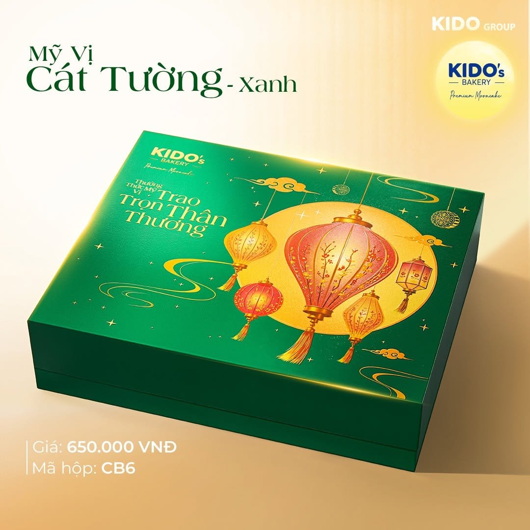 (CB6) Hộp 4 B&aacute;nh Trung Thu Kido Mỹ Vị C&aacute;t Tường Xanh L&aacute;