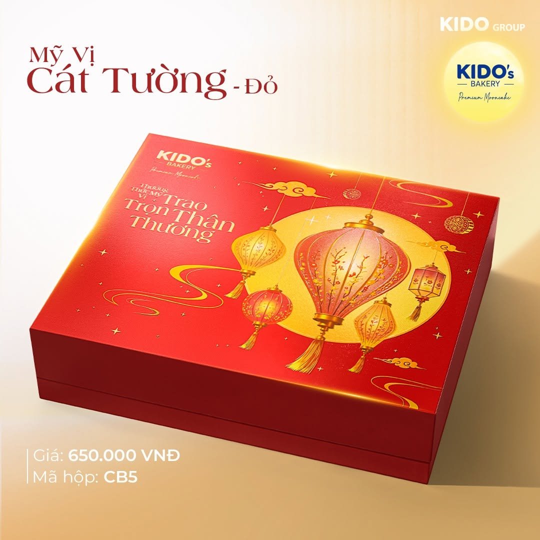 (CB5) Hộp 4 B&aacute;nh Trung Thu Kido Mỹ Vị C&aacute;t Tường Đỏ