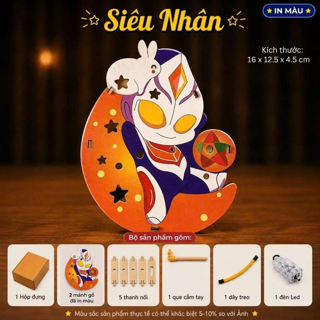 Lồng Đ&egrave;n Trung Thu Bằng Gỗ Si&ecirc;u Nh&acirc;n ĐIện Quang