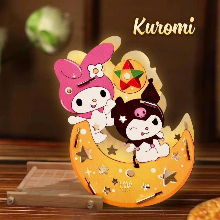 Lồng Đ&egrave;n Trung Thu Bằng Gỗ Hoạt H&igrave;nh Kuromi Dễ Thương