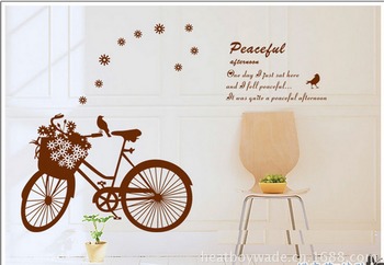 Decal dán tường xe đạp nâu