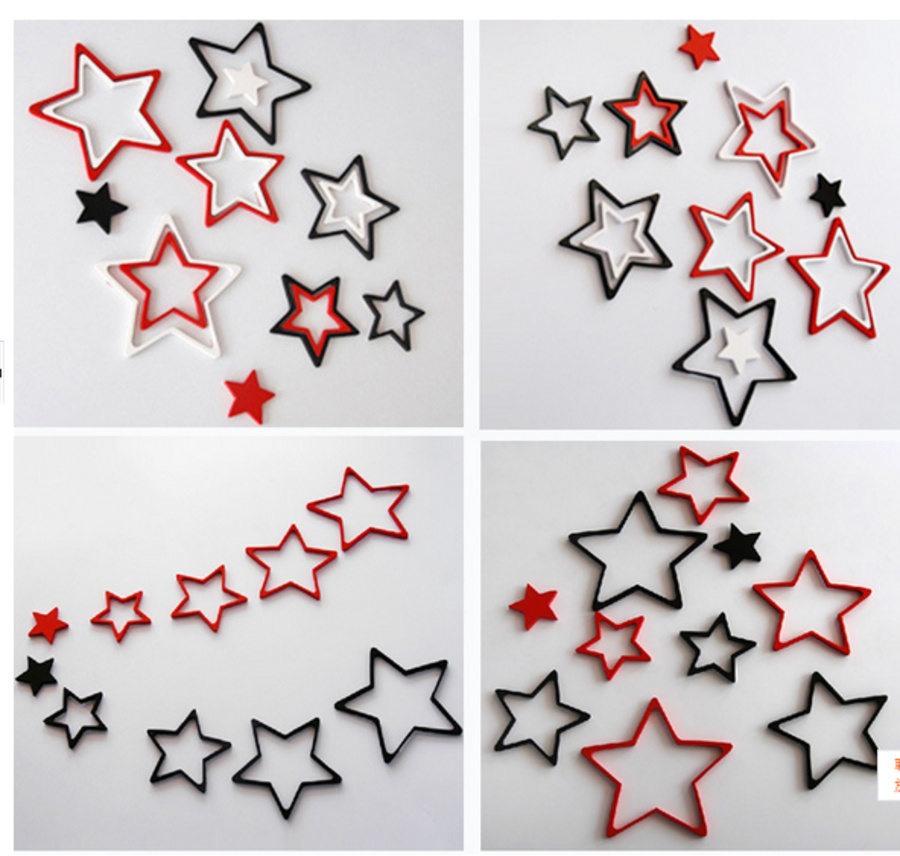 Họa tiết gỗ 3D hình ngôi sao (có đen, đỏ, trắng)