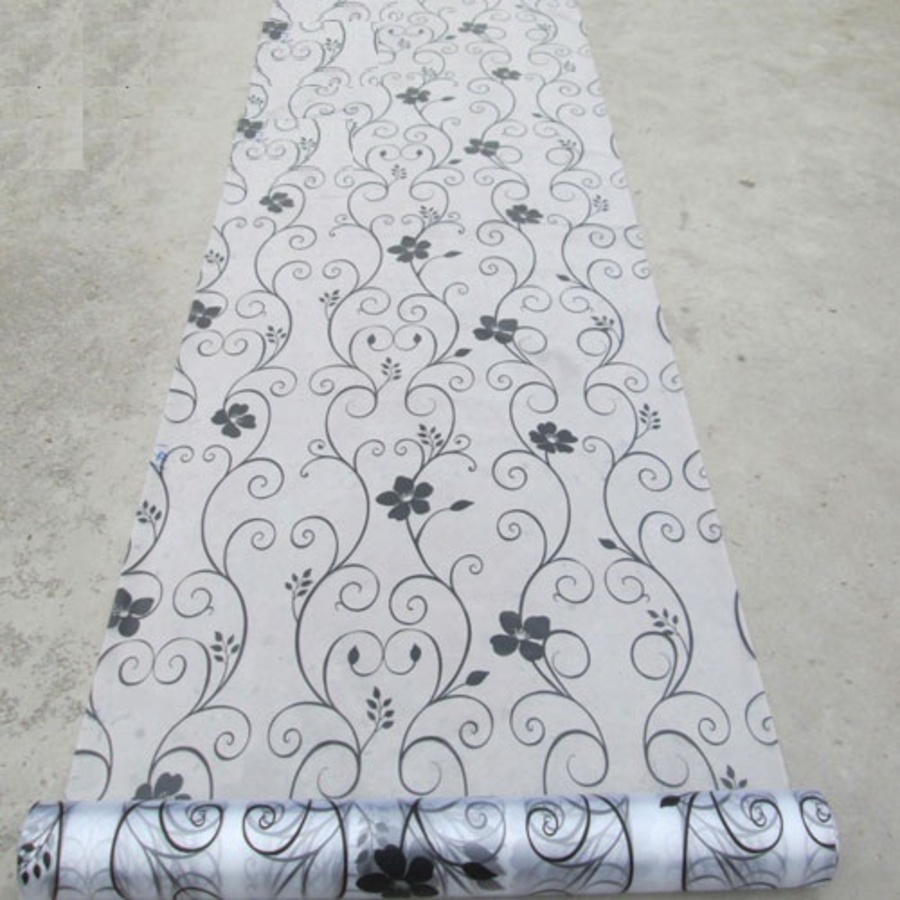 Decal cuộn kính mờ hoa trắng đen Octki (058)