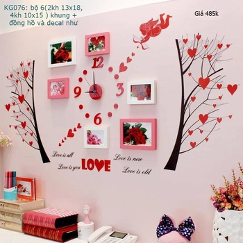 Khung gỗ bộ 6 khung cây trái tim KG076