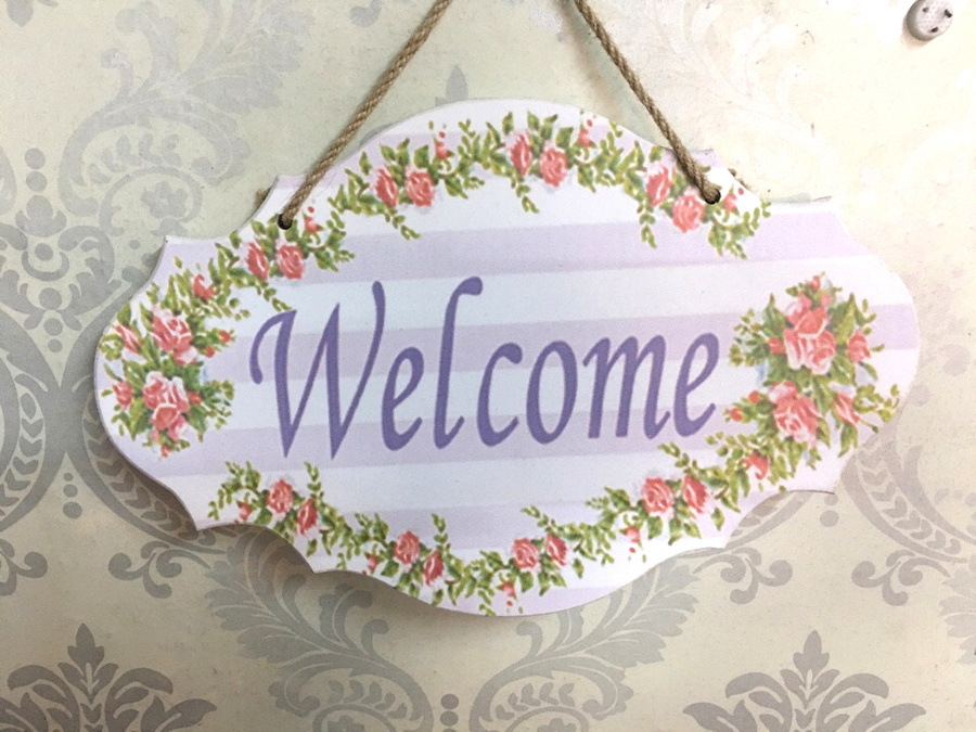 Bảng treo welcome hoa hồng nhỏ