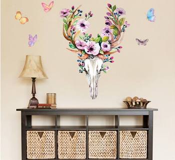 Decal dán tường sừng nai nghệ thuật 2