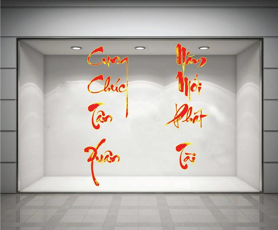 Decal cung chúc tân xuân - năm mới phát tài