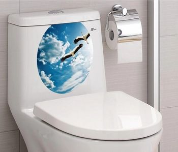 Dán toilet bầu trời xanh