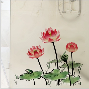 Decal Dán Kính Mờ Hoa Sen