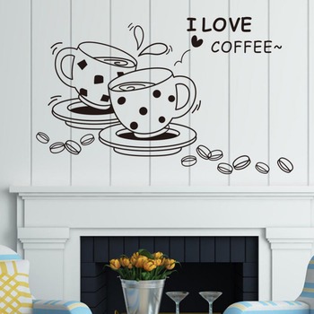 Decal dán tường I Love Coffee (cà phê)