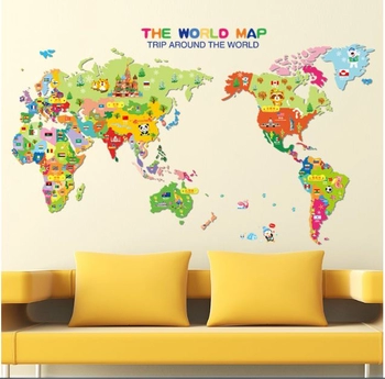 Decal dán tường bản đồ thế giới 2