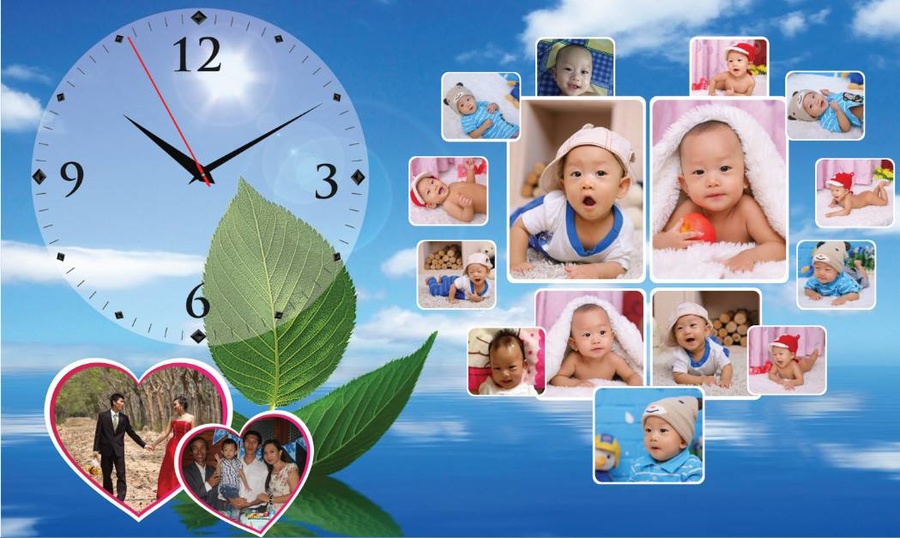 Tranh đồng hồ gia đình treo tường size 30x50