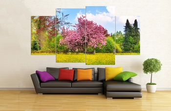 Tranh dán tường cây hoa đào (110x60)x4