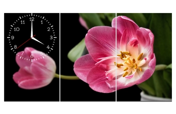 Tranh đồng hồ cành hoa tulip