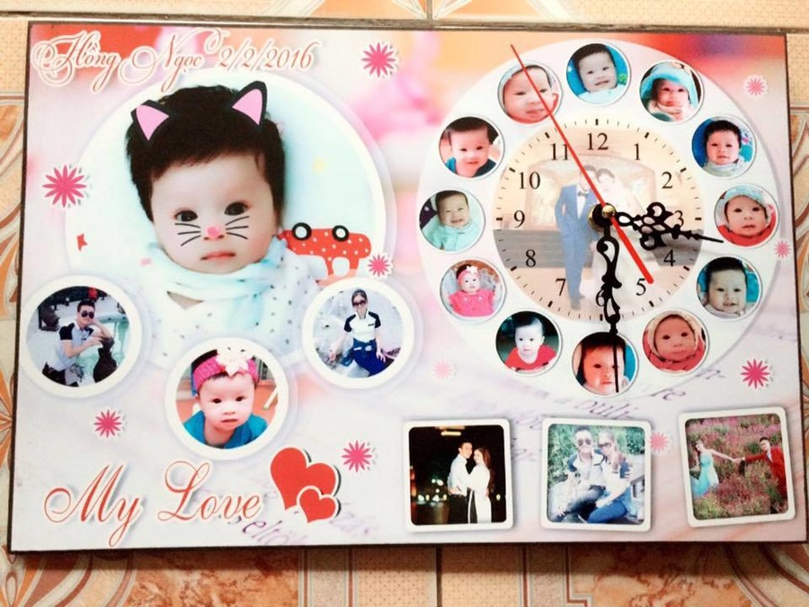 Tranh đồng hồ gia đình để bàn size 15x20