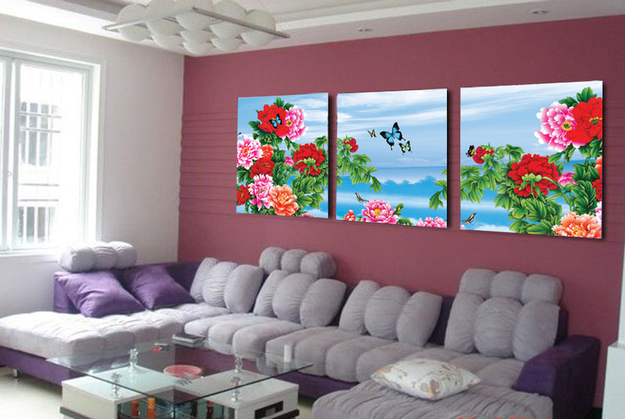 Tranh treo tường vườn hoa mẫu đơn 4