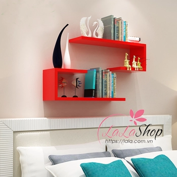 Kệ gỗ chữ J bộ 2 cái MSJ09 màu đỏ