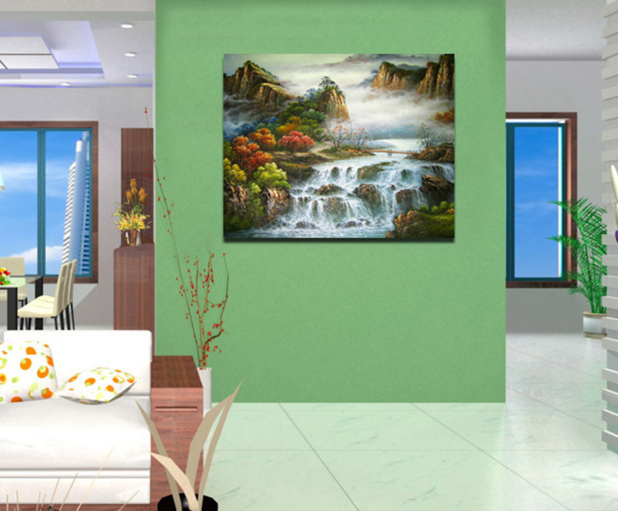 Tranh treo tường thác nước mây
